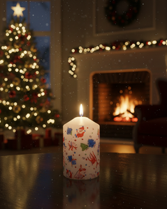 Celebre la Magia de la Alegría en esta Temporada Festiva: Encantadora Vela Decorativa de Parafina para Navidad (3x3 Pulgadas), Hecha a Mano, Pedido al por Mayor - Product Image 2