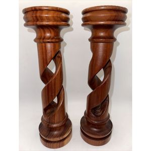 Support de bougie en bois artisanal pour la décoration intérieure, élégants bougeoirs en bois, lanternes et pots à bougies - Product Image 5