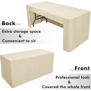 Confezione da 2 Copritavolo Pieghevoli in Tessuto Beige da 6 Piedi, Lavabili, Rettangolari, per Fiere - Product Image 1