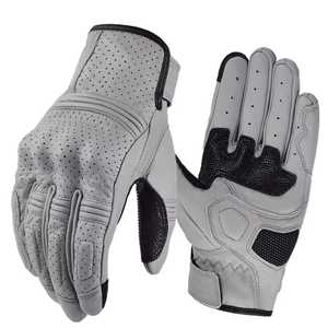 Guantes de Ciclismo de Cuero con Pantalla Táctil, Largos hasta la Muñeca, Transpirables, Ecológicos, Lisos, para Uso en las Cuatro Estaciones, Grises con Detalles Negros - Product Image 4