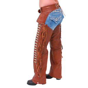 Chaps en cuir pour moto, protection durable des jambes avec ajustement confortable, taille réglable et laçage latéral pour le touring - Product Image 5