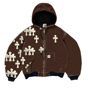 Custom Style Heavyweight Washed Distressed Cross Hooded Zip-Up Sweatshirt Men's Oversized Streetwear Hoodie 100% Cotton Winter - Product Image 4
