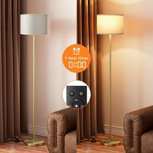 Lampada da Terra Moderna 60 Pollici con Paralume Beige e Asta Dorata, con Telecomando per Soggiorno, Camera da Letto, Ufficio e Sala da Pranzo - Product Image 3