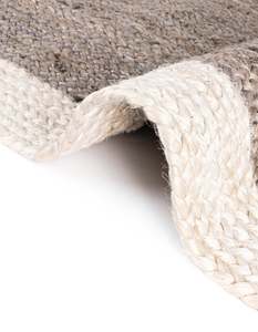 Tapis rond en jute gris tissé à la main avec bordure blanche pour salon, chambre à coucher, entrée - Product Image 5