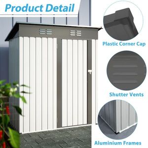 5 Ft. W X 3 Ft. D Outdoor Metal Garden Tool Storage Shed - Product Image 3