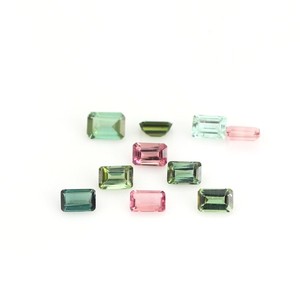 Pierres précieuses naturelles en tourmaline multicolores, taille baguette, facettées, 6x8mm, pierres de tourmaline calibrées pour la fabrication de bijoux, vente en gros - Product Image 3