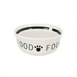 Bol en céramique pour animaux de compagnie 2,6 L, blanc, motif patte noire, pour chiens et chats - Product Image 3