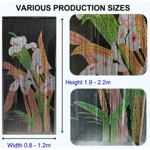 Traditional Bamboo Beaded Curtain Vertical Blinds Floral Design Eco-Friendly Light Filtering Sliding <b>Window</b> Door Hanging - Product Image 2