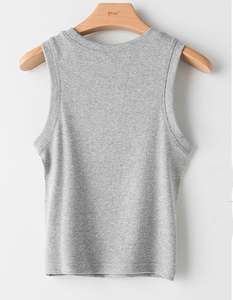 Women Knitted Solid Color Halter Neck Crop Tank <b>Top</b> with Ribbons 100% Cotton Casual Style Green - Product Image 2