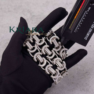 S925 Silver Rhodium Plated 10K Gold Plated Lab Grown Diamond Link Chain Hiphop Wedding <b>Statement</b> <b>Necklace</b> Luxury - Product Image 4