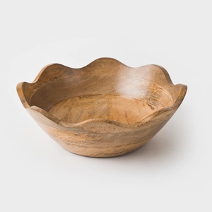 Meilleure vente de bols en acacia bol à bords festonnés floraux ensemble de vaisselle en bois pour la préparation des repas de Noël - Product Image 6