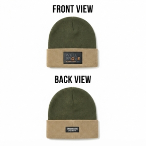 Personalisierte Logo-Stickerei Schwarze Acryl-Strickmütze 110 GSM Winterwarme 4-Panel-Dart-Cuffed-Skullcap mit gewebtem Patch-Label Unisex - Product Image 2