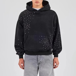 <b>Top</b> Selling Breathable Windproof Warm Custom Bling Sparkle <b>Crystal</b> Rhine Stone Men's Skull Full-Zip Fleece Winter 100% Polyester - Product Image 1