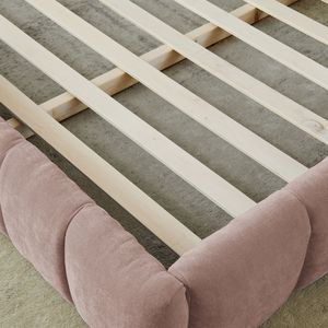 King <b>Size</b> Upholstered <b>Bed</b> <b>Frame</b> Thick Chenille Fabric Solid Wood <b>Queen</b> <b>Size</b> Platform <b>Bed</b> Headboard Durable Up-Holstered <b>Beds</b> - Product Image 6