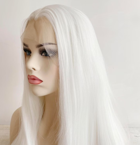 Peluca de Encaje Frontal Sintética Larga y Lisa, Color Rubio Platino, de Lujo, sin Pegamento, de Alta Densidad, para Cosplay y Fiestas - Product Image 3