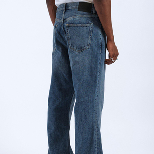 Pantalones vaqueros acampanados de cintura alta para hombre, de mezclilla lavada a la piedra, con cierre de botones, casuales, azules, de algodón, de peso medio, de lona tejida, antiencogimiento - Product Image 5