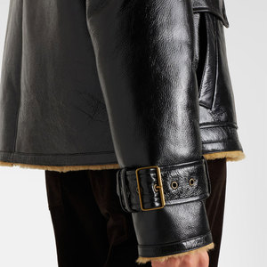 Women's Genuine Leather Bomber Jacket With Fur Collar <b>Zipper</b> Closure Full Sleeve Winter Coat Thick Windproof Shearling Lining - Product Image 6