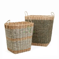 Vente en gros Panier à linge rond en rotin tressé pour vêtements/Panier à bûches en osier pour achats