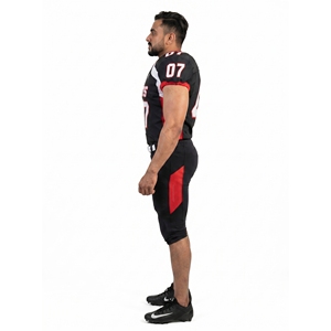 Ensemble d'uniformes de football américain personnalisés avec nom d'équipe imprimé par sublimation, maillot et pantalon d'entraînement en maille Spandex épaisse pour hommes adultes - Product Image 3