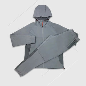 Conjunto de Chaqueta Cortavientos Deportiva para Hombre, Ligera, de Invierno, Estilo Vintage, con Capucha, Informal, de Poliéster/Nailon, Impermeable, de Secado Rápido, Reflectante - Product Image 1