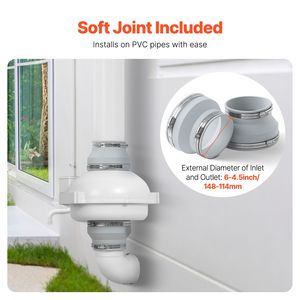 Sistema di Ventilazione Silenziosa per Mitigazione del Radon da 4,5 Pollici, Kit 380 CFM con 2 Accoppiatori Impermeabili, Ventilatore Elettrico con Pale in Plastica Personalizzabili OEM - Product Image 5