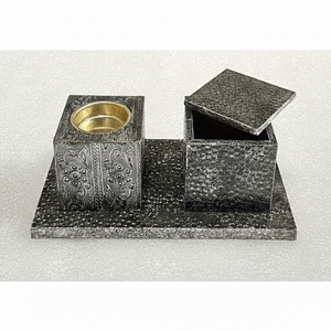 Ensemble brûleur à bakhoor tendance en MDF et métal, de luxe et élégant, idéal pour les cadeaux festifs du Ramadan et de l'Aïd, ensemble Mubkhar pour la décoration de table - Product Image 3