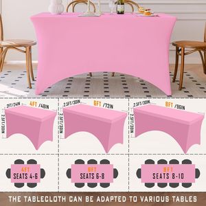 Pink 4FT Spandex Rectangle Tablecloth Washable Wrinkle-Free Stretch <b>Covers</b> Fit for <b>Table</b> Comfortable <b>Table</b> Cloths - Product Image 4