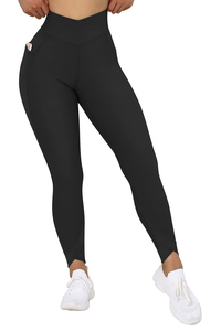 Leggings noirs taille haute pleine longueur avec poches, extensibles, respirants, sportifs, pour femmes, pantalons de sport pour femmes - Product Image 3