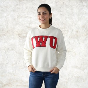 Sudadera Iwu con cuello alto y lavado ácido, blanca con letras rojas, estilo urbano, jersey grueso de invierno, informal, 100% algodón, OEM - Product Image 1