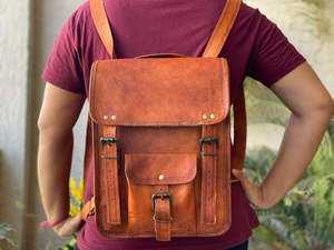 Brown Leather <b>Backpack</b> Hot Selling Custom Logo on Bags Leather <b>Backpack</b> Two in One Bags Women - Product Image 4