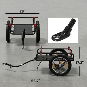 Remolque de Bicicleta 2 en 1 con Soporte y Ruedas Neumáticas de 16 Pulgadas de Liberación Rápida, Carro Multiusos para Carga y Transporte en Bicicleta - Product Image 2