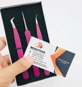 Pince à cils professionnelle en acier inoxydable à poignée diamantée Pince à cils durable avec pointe pointue pour extensions de cils - Product Image 5