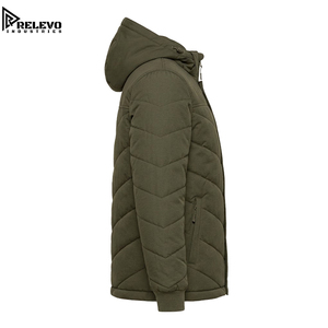 High Quality Custom Insulated <b>Utility</b> <b>Jacket</b>, <b>Men</b> Heavy Duty Winter Coat in Olive Green with Hood and Pockets - Product Image 3