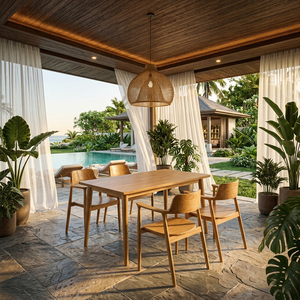 Solid Teak Premium Scandinavian Wholesale Soren Teak <b>Dining</b> <b>Set</b> Hirosima Chair <b>Dining</b> Room Furniture for Home and Restaurant Use - Product Image 5