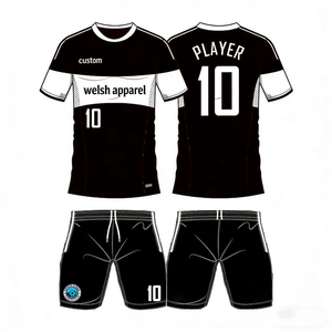 Ensemble de maillot de football américain à manches longues pour homme, style walesien, rayé bleu et blanc, imprimé, respirant, numéro 7, 100% coton - Product Image 4