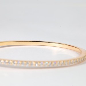 Brazalete de Oro de 14K con Diamantes para Mujer, Diamantes Cultivados en Laboratorio o Naturales, Brazalete Delicado de Oro Sólido, Elegante Regalo de Joyería para Aniversario - Product Image 3