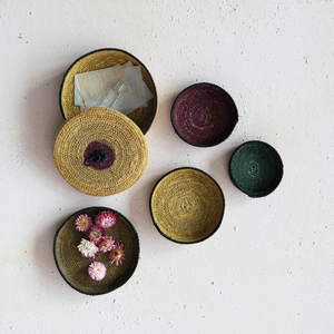 Cestas de anidación de algas marinas tejidas a mano con rayas que incluyen tapa para almacenamiento - Product Image 5