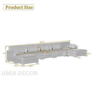 Brindisi, sofá modular Seccional de pana de 7 piezas, cojines de felpa de alta elasticidad y otomana móvil para sala de estar o dormitorio - Product Image 1