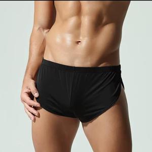 Shorts Capri Décontractés pour Hommes en Satin Tissé Couleur Unie avec Logo Avant, Cordon de Serrage, Taille Mi-Haute, Séchage Rapide et Respirants - Product Image 3