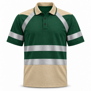 Camiseta Polo de Trabajo Reflectante para Hombre, de Dos Tonos, Manga Corta, con Cinta Plateada, Uniforme Industrial, Logotipo Personalizado, Cinta Sólida - Product Image 1