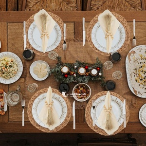 Set de napperons et ronds de serviette en jacinthe d'eau, ensemble de jacinthe d'eau tissée à la main, artisanat en gros - Product Image 2