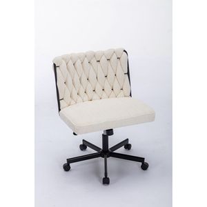 Modern Armless <b>Desk</b> Chair with Criss Cross Leg Wide Seat Home Office Work Meditation Wheels Included for Office Environment - Product Image 1