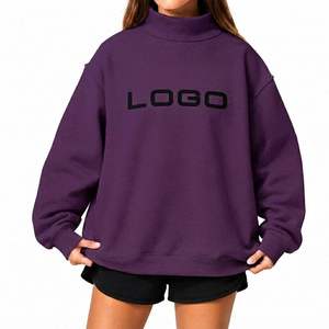 Women Premium Sweatshirt Oversized <b>Mock</b> Neck Design Custom Clothing Wholesale Fashion Relaxed Casual - Product Image 3