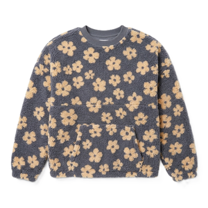 Premium Sherpa Fleece Quarter Zip Women's Pullover Hoodies High Collar Fluffy Teddy Bear Patterned Custom Logo Warm <b>Jackets</b> OEM - Product Image 5