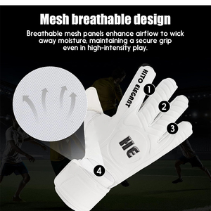 Gants de gardien de but de football extensibles en latex allemand de qualité supérieure, design personnalisé noir et blanc, coupe négative, latex allemand 3 mm - Product Image 2