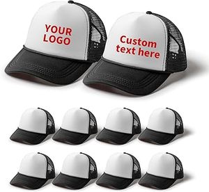 Lot de 10 casquettes de camionneur vierges de qualité supérieure avec corde décorative, unisexe, pour personnalisation par transfert thermique et graffiti - Product Image 1
