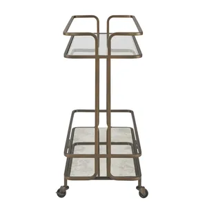 Chariot de service roulant en métal fait main de luxe, chariot de service moderne, mobilier design pour hôtel, restaurant, bar, événement de mariage, Premium - Product Image 4