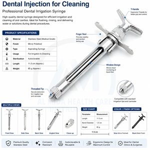 Jeringa Quirúrgica Dental Manual de Acero Inoxidable Al Mida Healthcare, Reutilizable, Certificación CE Clase I, Garantía de por Vida, ISO13485 - Product Image 6