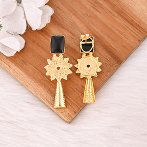 Natural <b>Black</b> Onyx Gold Plated Brass <b>Dangle</b> <b>Earrings</b> Handmade Fashion Jewelry for Women - Product Image 5