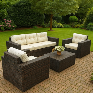 Ensemble de canapés de jardin contemporains avec table basse, mobilier d'extérieur résistant aux intempéries pour la terrasse, la cour et l'hôtellerie - Product Image 2